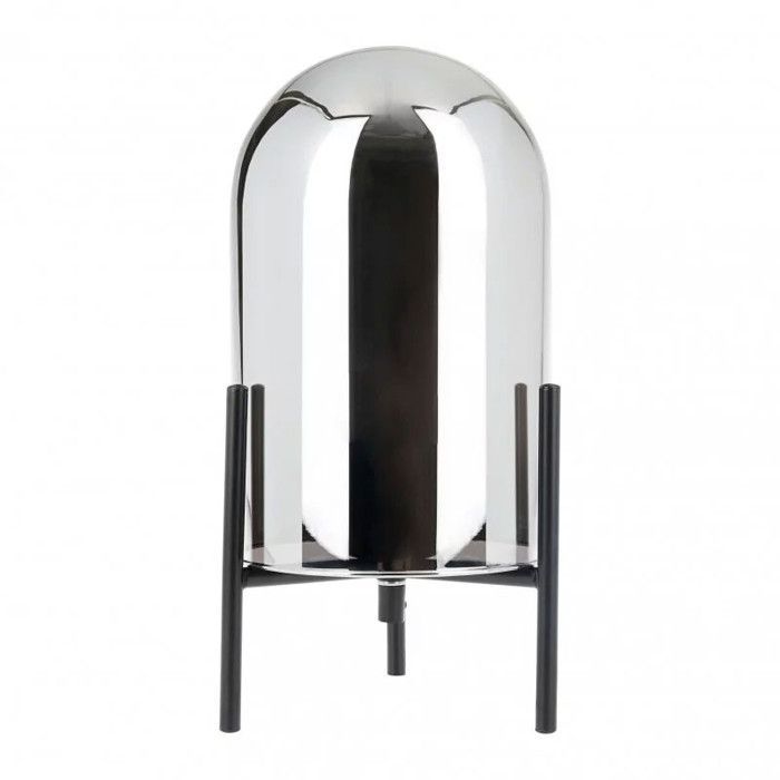 Lámpara de mesa - Diseño - Estilo industrial - Metal/Cristal - Color negro - 30 cm de altura - Salón
