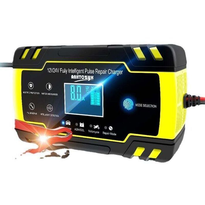 Cargador, cables de arranque y puente, cargador de batería de coche Anhtczyx de 12V/24V para baterías de motocicleta AGM -