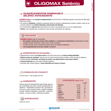Nutergia OliGomax Selenium Antioxidační doplněk stravy Selen Ochrana buněk 150 ml 150 ml