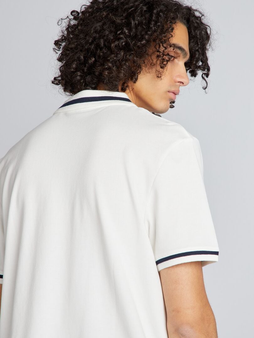 Polo shirt met korte mouwen in contrasterende kleur - WIT