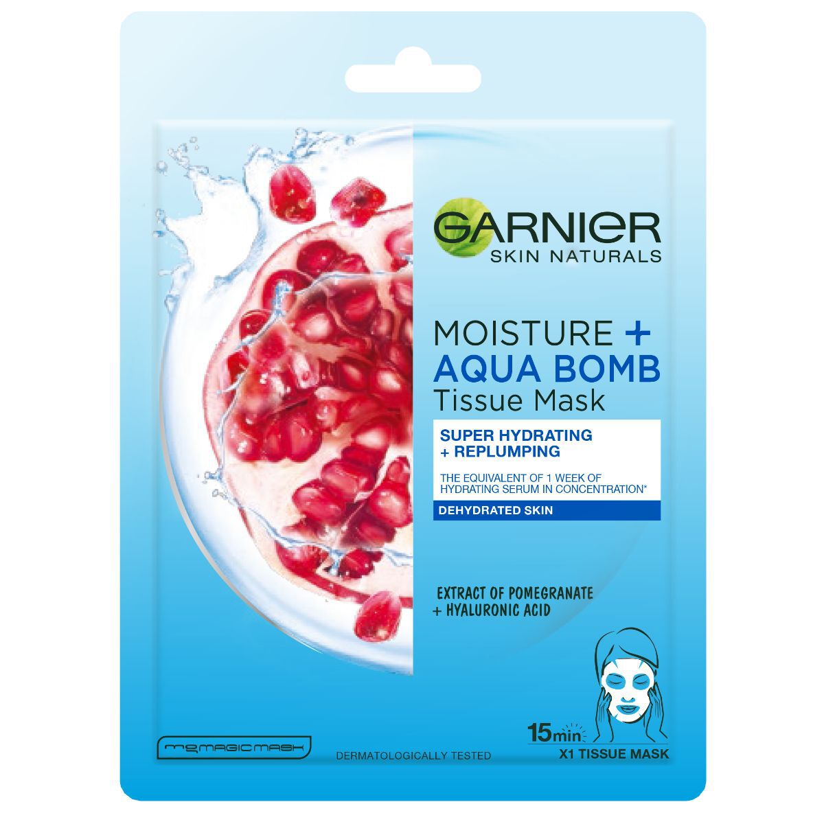 Garnier Moisture+Aqua Bomb face mask in a sachet 32g