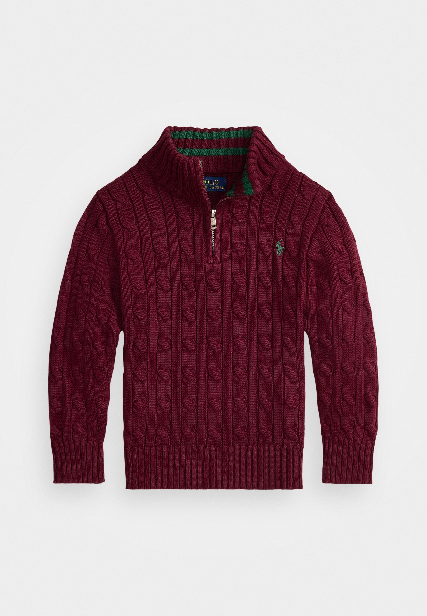 Maglione Polo Ralph Lauren in cotone a trecce con cerniera a un quarto - Maglione - vino classico