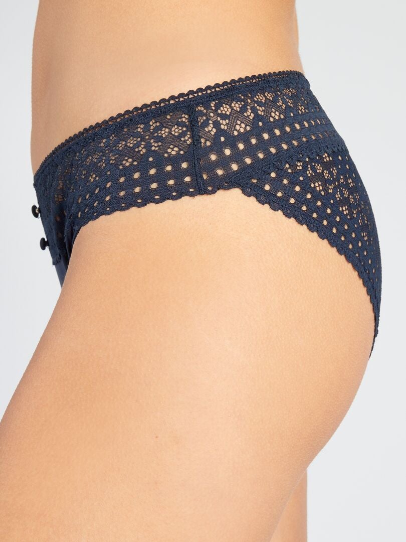 Slipje van kant en microvezel - BLAUW