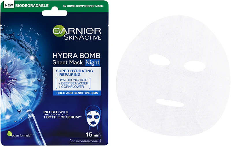 Výživná nočná plátenná maska Garnier Textil Masks Hydra Bomb