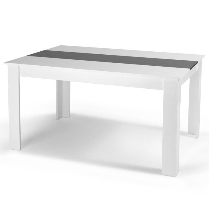 Table à manger rectangle fixe - IDMARKET - GEORGIA - Blanc et gris - 6 personnes - 140 cm