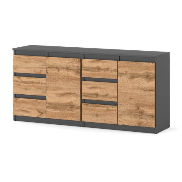 Komoda 160cm szafka loft szuflady szary mat dąb wotan salon