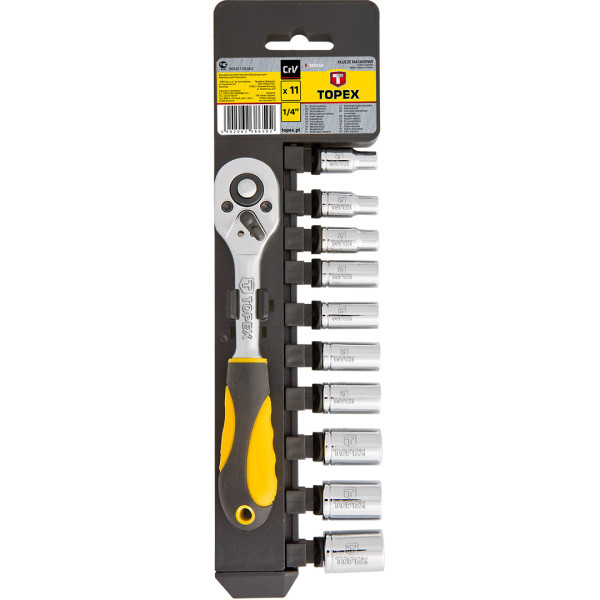 Klucze nasadowe 1/4”, 11 szt. TOPEX 38D650
