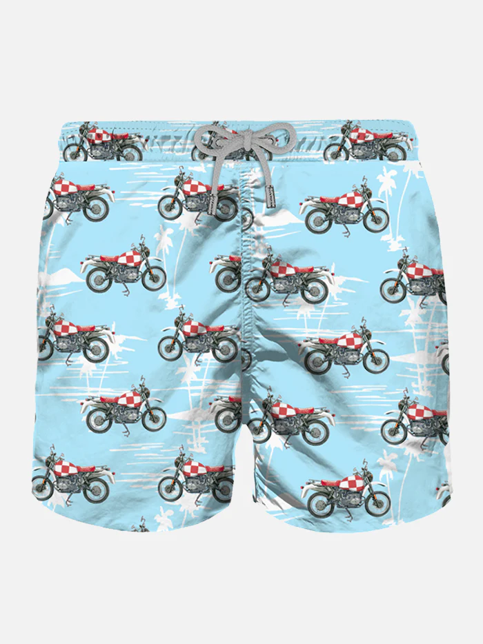 Maillot de bain homme en tissu léger à imprimé moto