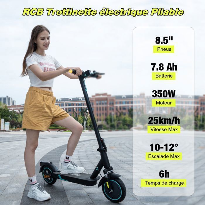 RCB R17 Trottinette Électrique Adulte 500W, Pliable 8.5