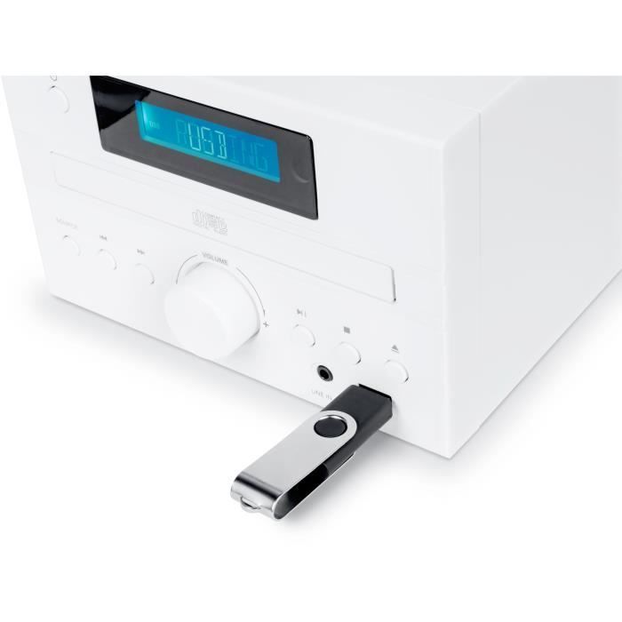 Microchaîne - THOMSON - COSY MIC121BT - Lecteur CD, Bluetooth, Radio FM, MP3, USB - Bois et Blanc
