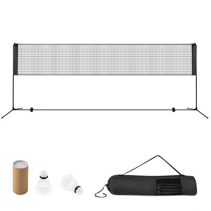 Red de bádminton portátil COSTWAY 420x102x89-155cm - Altura ajustable - 2 volantes - PE - Montaje en 5 minutos - Bolsa de almacenamiento - Negro