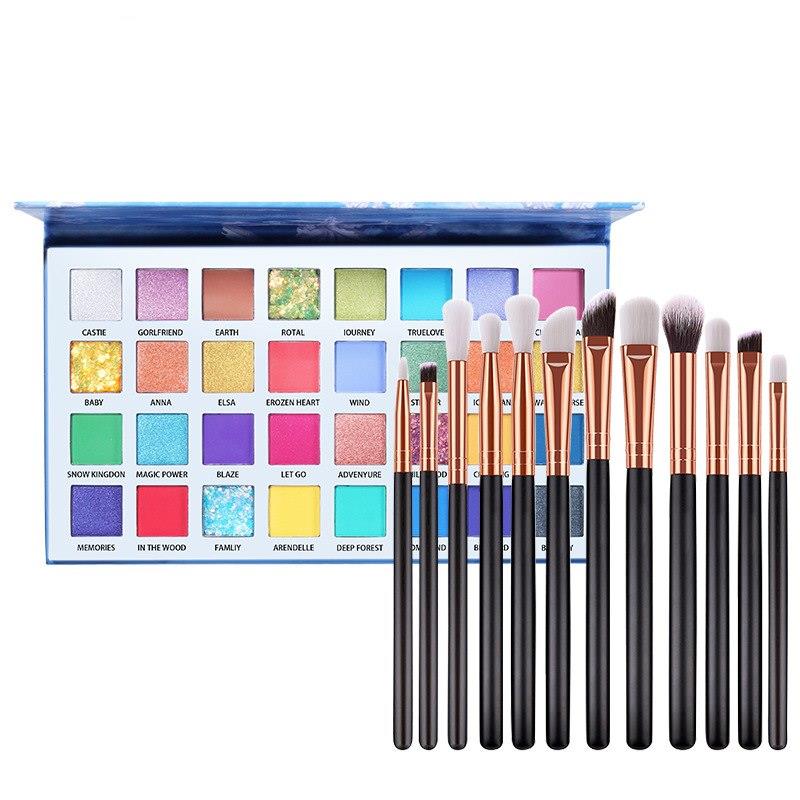 Paleta de sombras de ojos mate con brillo de 32 colores con brocha, resistente al agua, de larga duración, con pigmentos brillantes y efecto diamante.