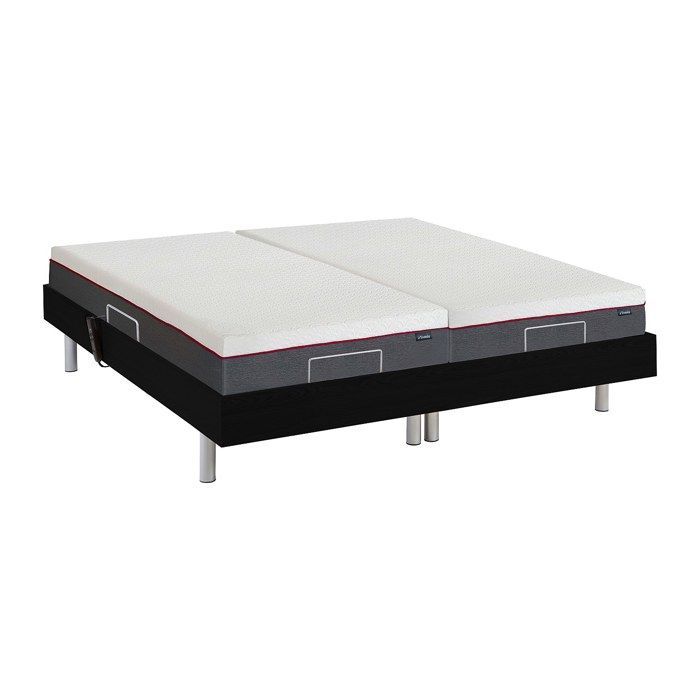 Letto relax elettrico con base a doghe + materasso in memory foam - 2 x 80 x 200 cm - Nero - ATRIDE di YSMÉE