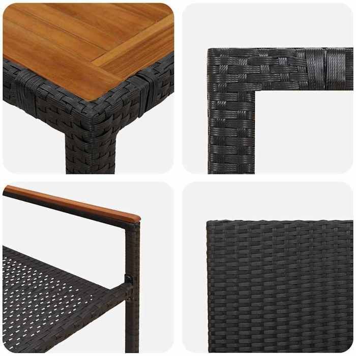 STAR SALE® Gartenmöbel-Set (5-teilig) – UV-beständig – Schwarzes Polyrattan 90 x 90 x 75 cm T82