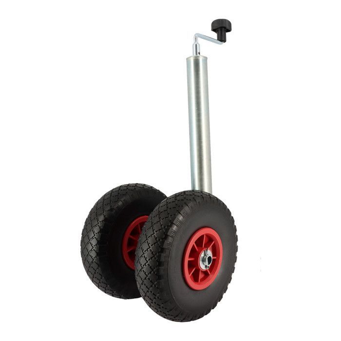 Rueda jockey doble - Tubo metálico de 48 mm - Neumáticos antipinchazos de 260x85 mm - Para caravanas y remolques