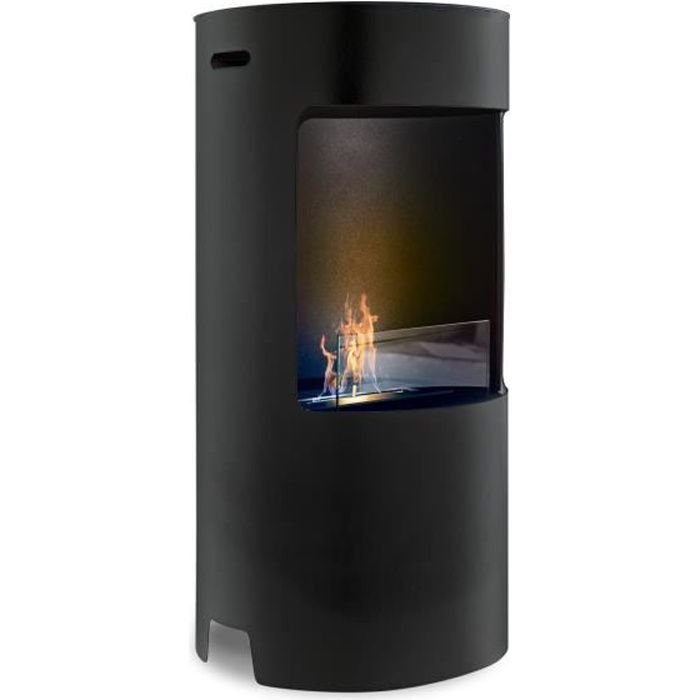 Cheminée bioéthanol - FRANKYSTAR - Giulio Cesare - Brûleur 1,5L - Acier inoxydable - Noir Ø40x80 cm