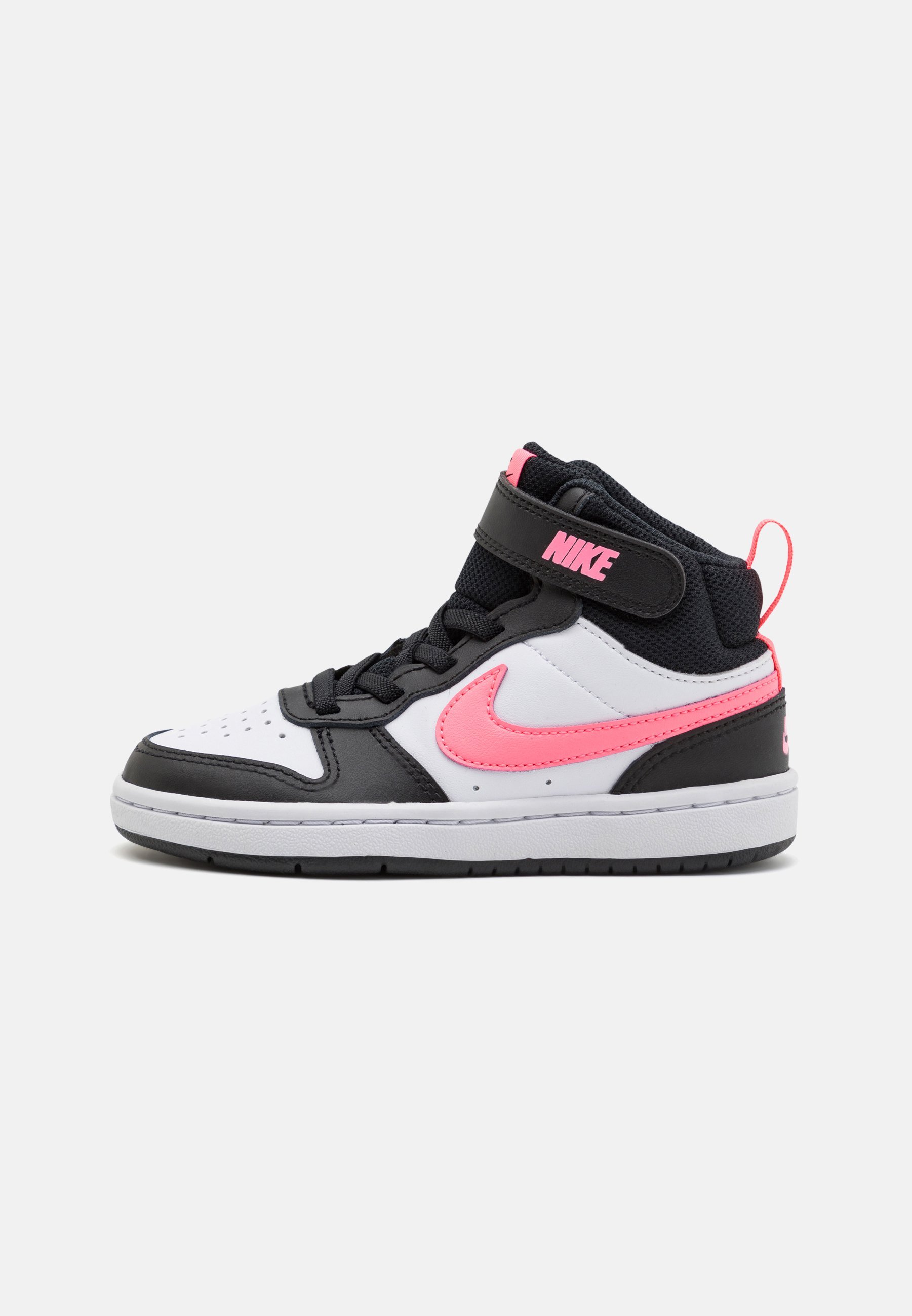 Nike Sportswear COURT BOROUGH MID UNISEX - Trampki wysokie - czarny/pulsujący zachód słońca/biały