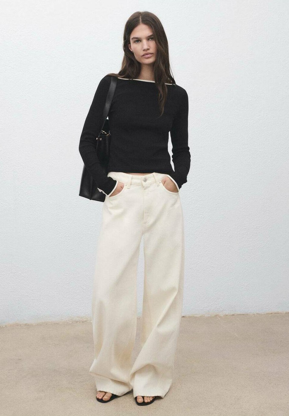 Mango top met lange mouwen - zwart