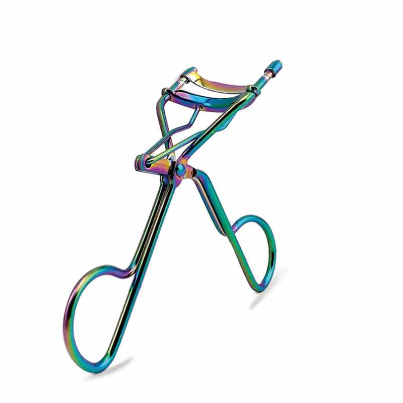 Piega ciglia con clip, piega ciglia in PVC con cuscinetti in silicone, strumenti per il trucco, piega ciglia da donna, colore acciaio inossidabile