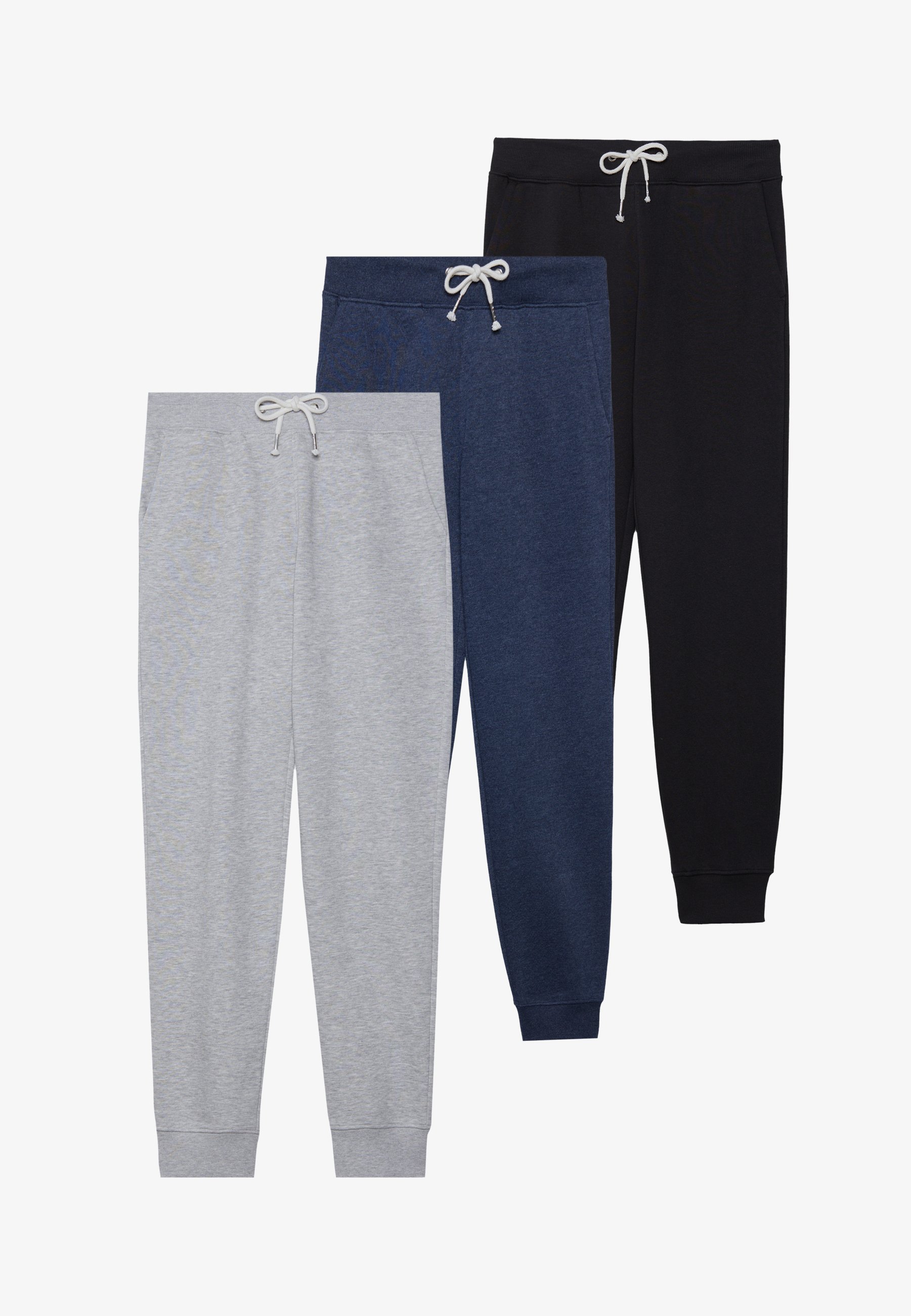 Confezione da 3 pezzi Pier One - Pantaloni della tuta - grigio chiaro screziato/blu scuro screziato/nero