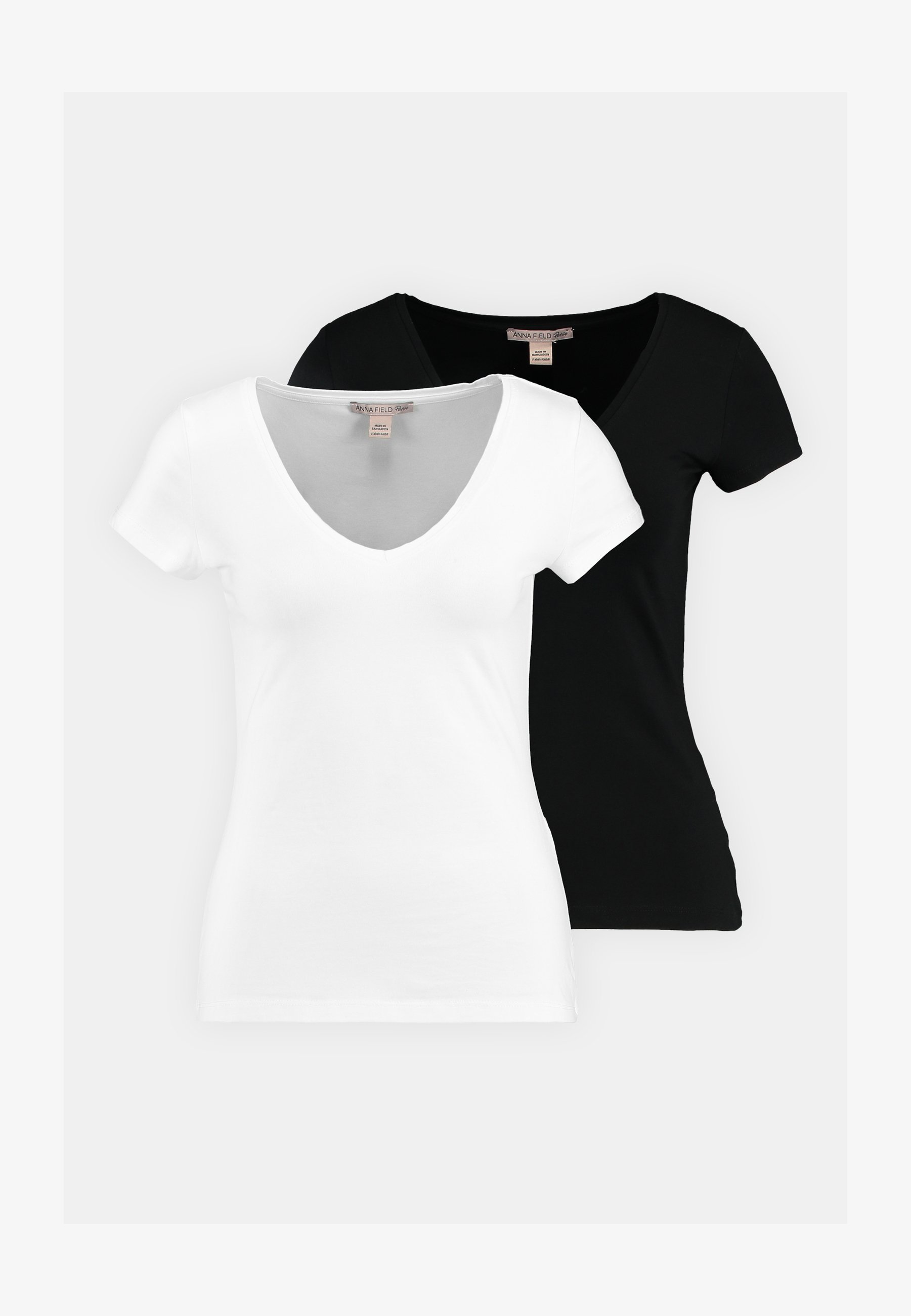 Anna Field Petite 2-pack - Basic T-shirt - zwart/wit
