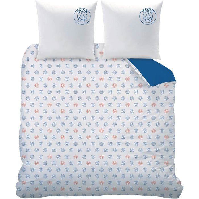 Juego de ropa de cama infantil clásico del PSG | Funda nórdica 140x200cm + Funda de almohada 65x65cm | Estampado para niño | Azul