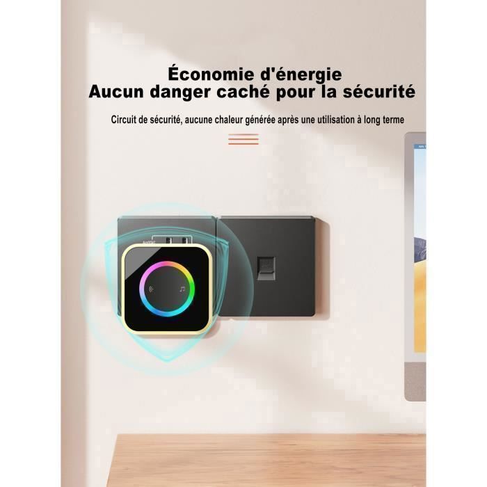 Waterproof Wireless Outdoor Doorbell - IP44 Waterproof, Mirror Finish, Colorful Flashing Light, 200M Range, 45 Melodies, 4 Volume Levels