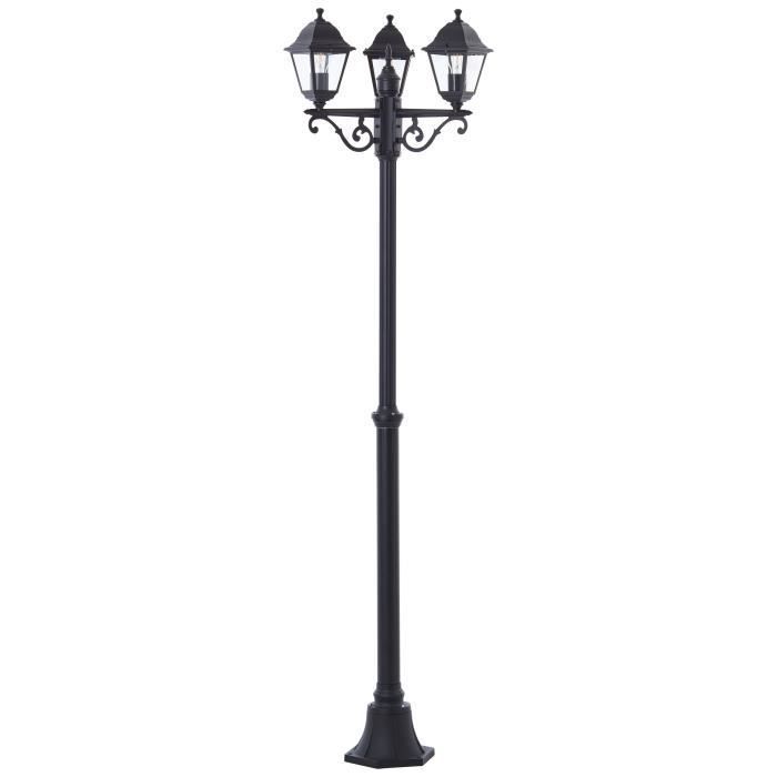 Splendida lampada da terra per esterni Nissie nera, 3 x E27 - 60W - Metallo/vetro - H.200 x Diametro.58cm