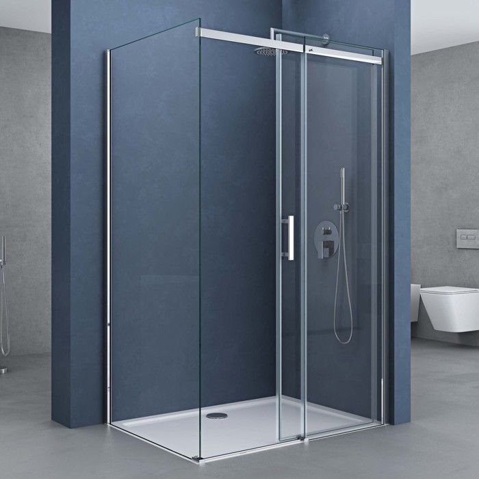 Cabina de ducha con puerta corredera 70x120 Sogood Ravenna18k cabina de ducha rectangular en cristal de seguridad transparente Nano