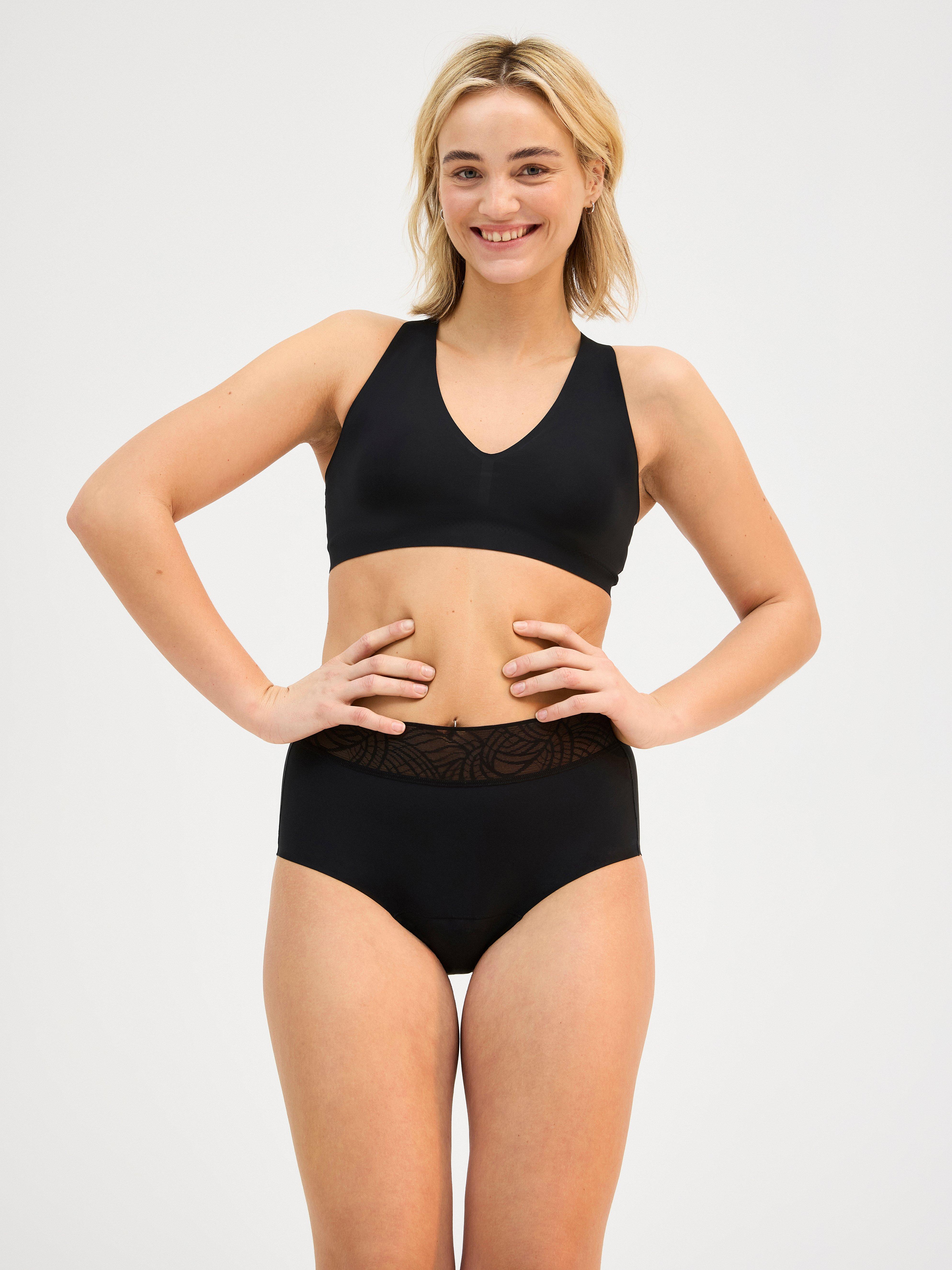 Høyabsorberende menstruser – høy midje – Female Engineering Black