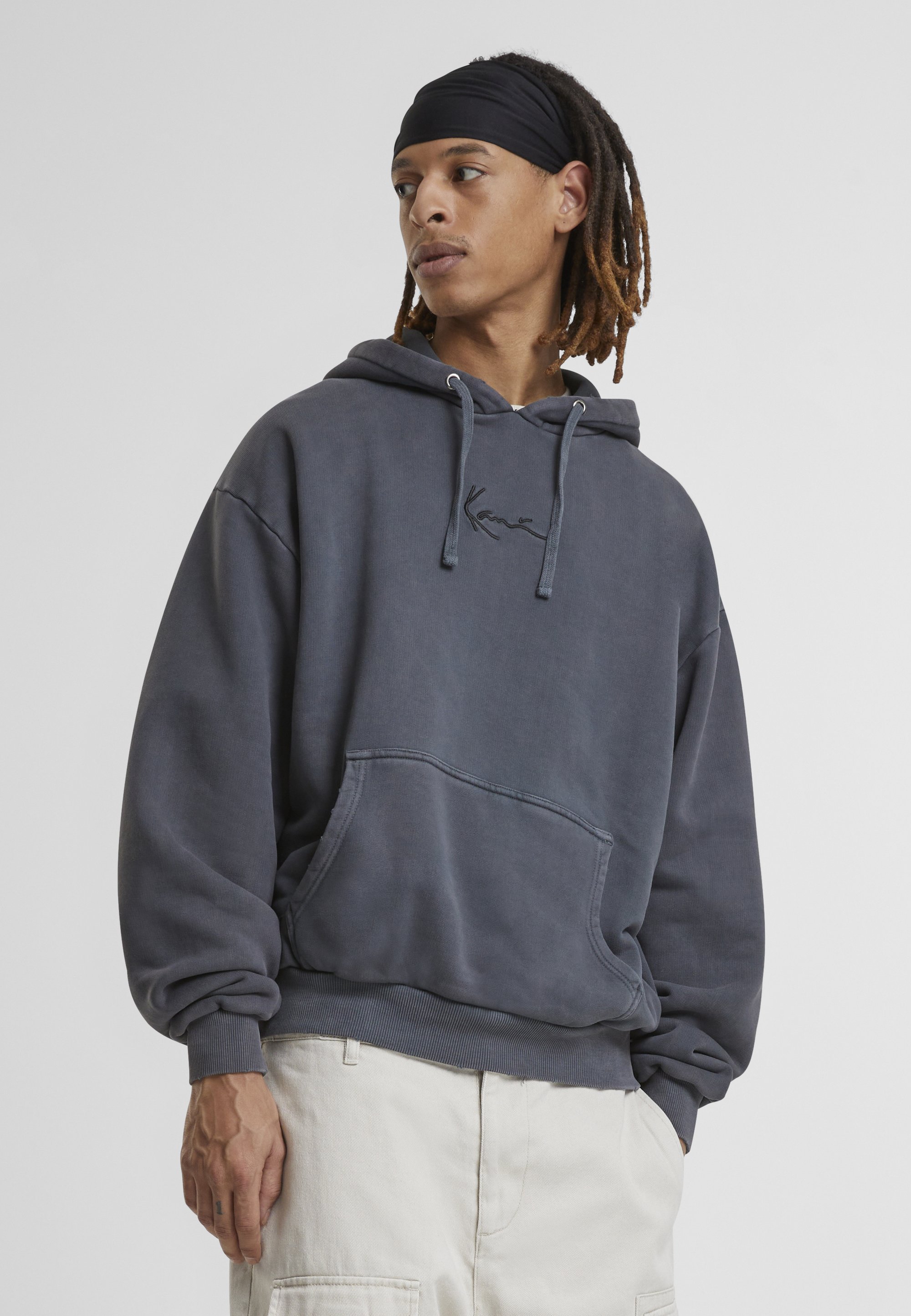 Karl Kani SMALL SIGNATURE WASHED EAGLE HOODIE UNISEX - Sweatshirt - gebleichtes Schwarz