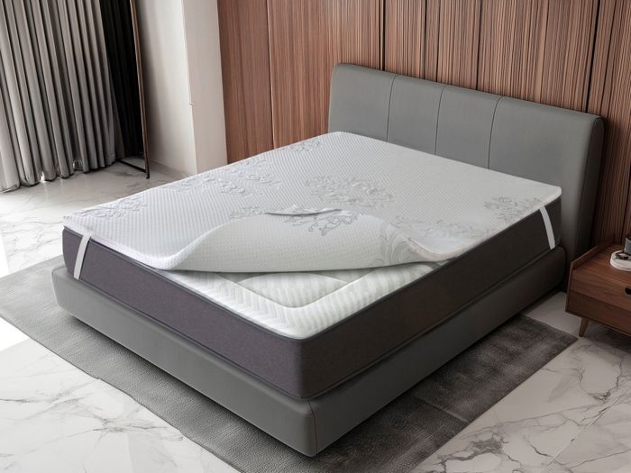 Sobrecolchão de espuma viscoelástica - NORDES - 140x190 cm - 4 cm de espessura - Capa removível - Conforto ideal