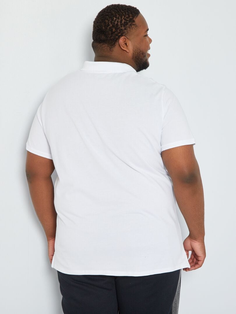 Camisa pólo em malha piqué - branca