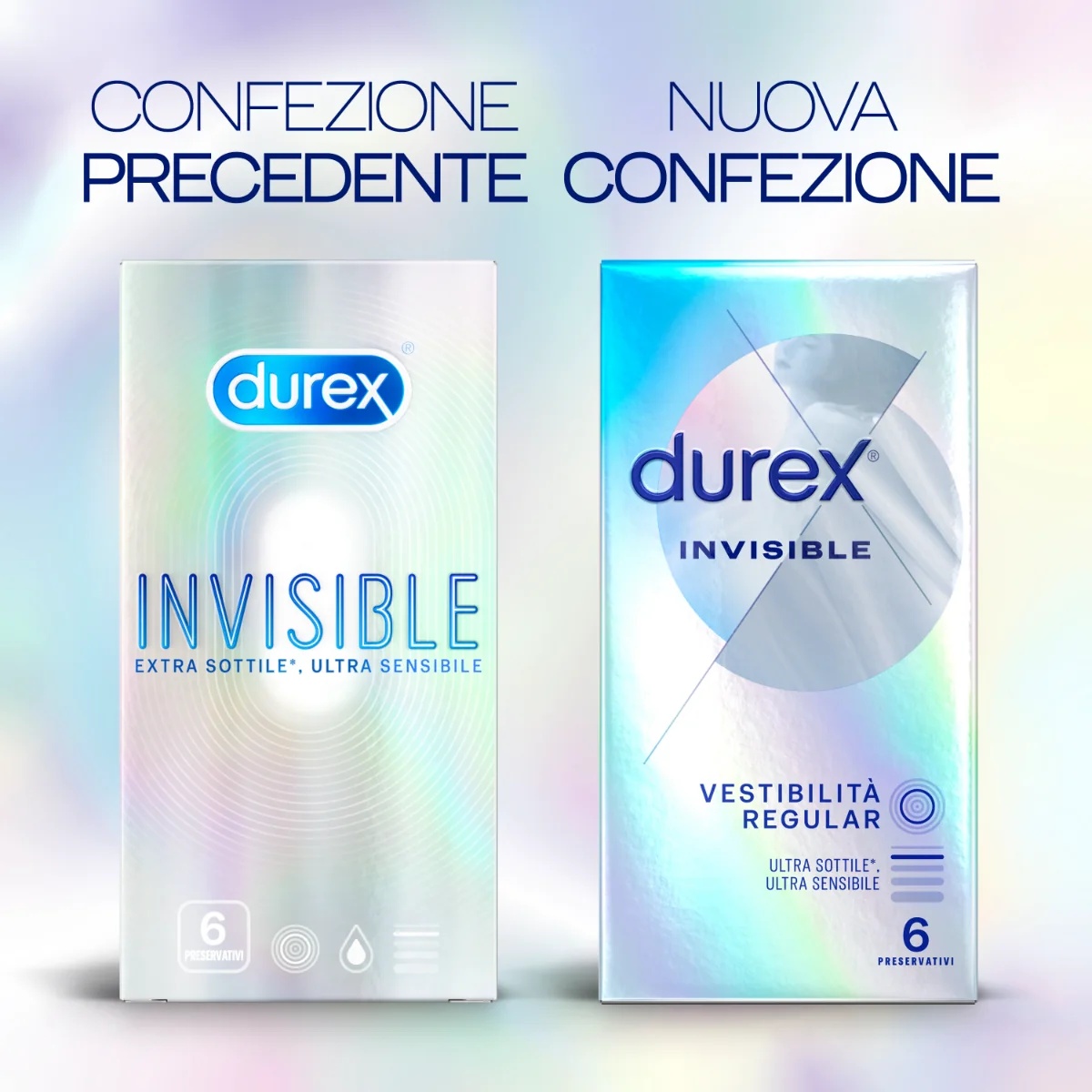 Durex Invisible Ultra Thin condooms, 6 stuks, voor maximale gevoeligheid.