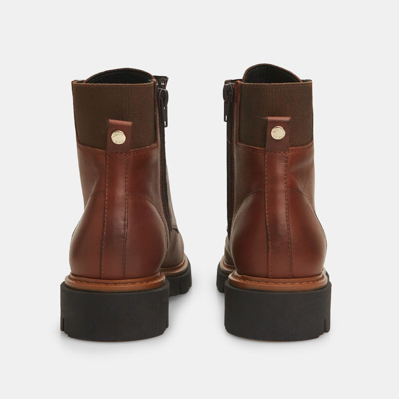 Bata Flexible dames enkellaarsjes van leer met vetersluiting