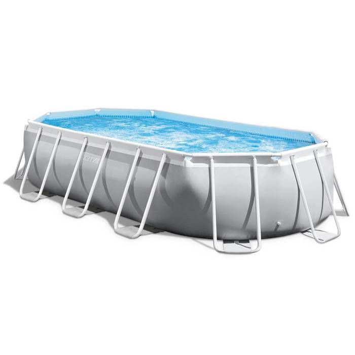 Intex rørformet bassengsett over bakken - Pris Frame - 503 x 274 x 122 cm - Oval (Pumpe, trekk, matte og stige) - 26796NP