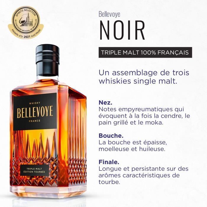 BELLEVOYE - NOIR - Whisky - Triple Malt - Origine : France - 43 % alcool  - bouteille 70 cl