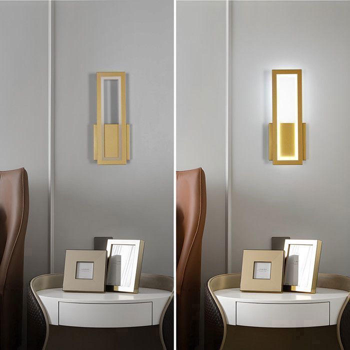 DELIPOP Applique Murale LED Intérieure 12W 6500K – Design Moderne Rectangulaire Doré – Luminaire Intérieur Salon Chambre Couloir
