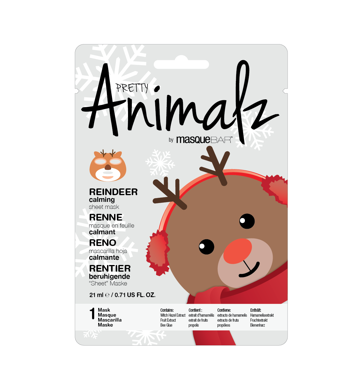 Pretty Animalz umirujuća maska za lice s motivom sobova Maske za lice