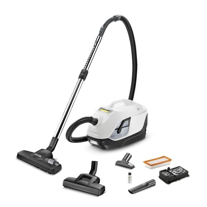 KARCHER DS 6 PLUS - Aspiradora sin bolsa con filtración de agua + Accesorios - Expulsa aire 99,95% libre de polvo