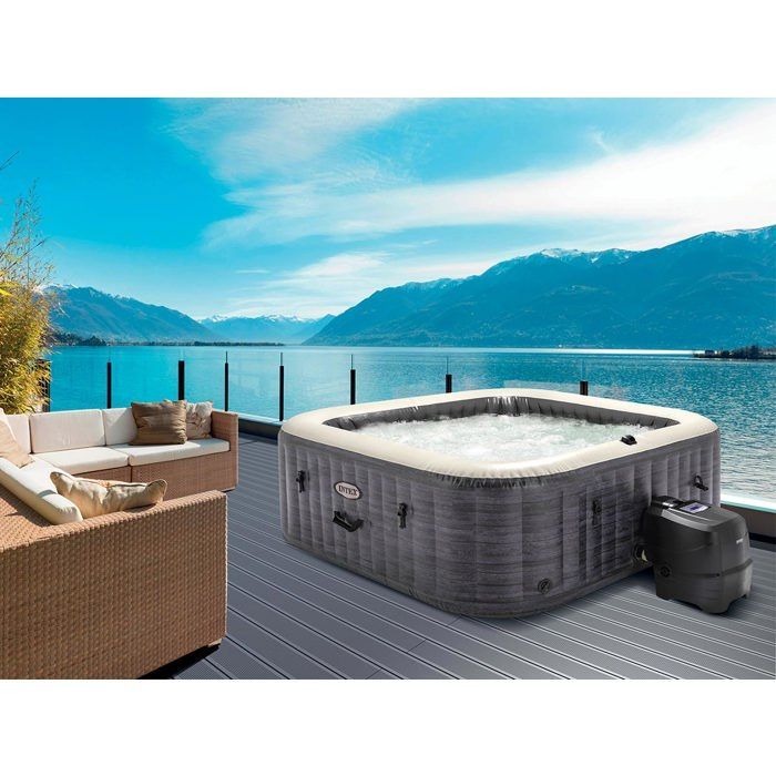Jacuzzi inflable Intex PureSpa Square Slate con burbujas, capacidad para 6 personas + kit de mantenimiento