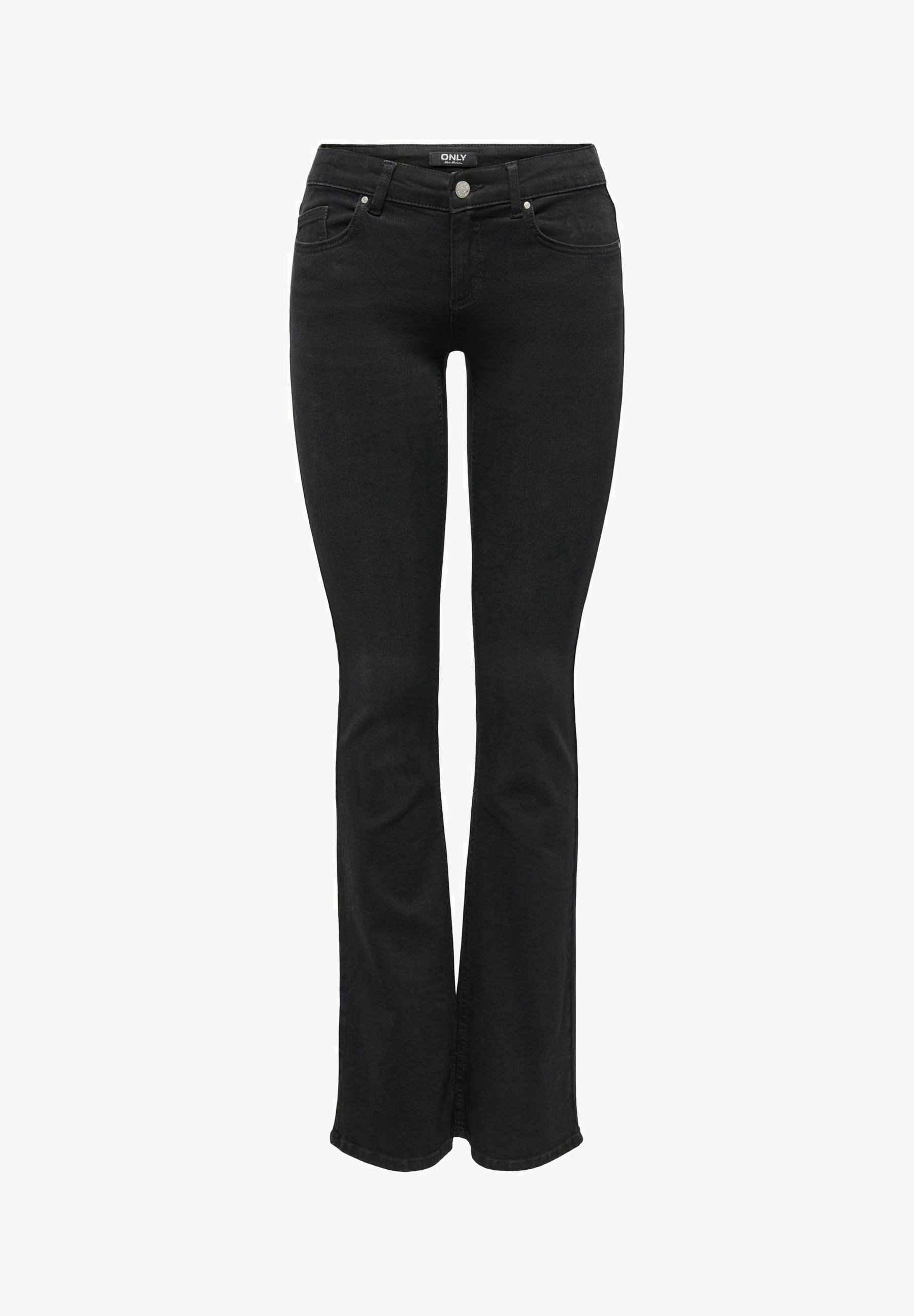 ONLY Schlagjeans – schwarzer Denim