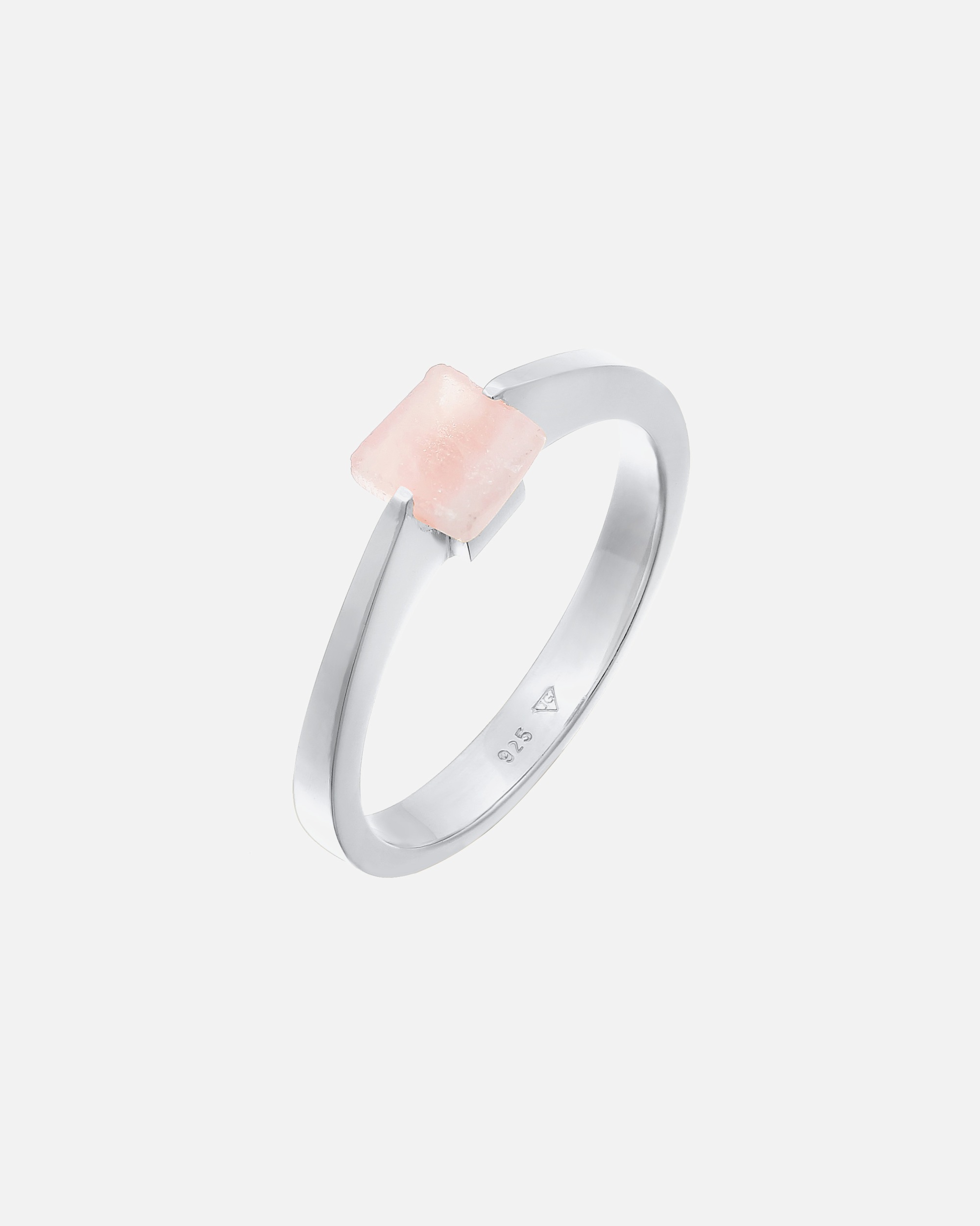 Elli PREMIUM Femme carré solitaire avec pierre précieuse de quartz en argent sterling 925 plaqué or