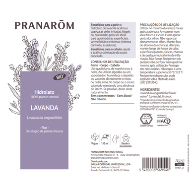 Pranarôm Puhdas ja luonnollinen laventelihydrolaattisuihke rauhoittaa ärtynyttä ihoa 150 ml 150 ml