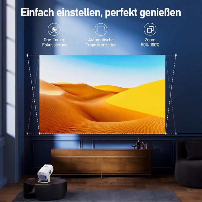 Mini videoproiettore portatile 4K - ZOKKO - Risoluzione 4K - Luminosità 350 lumen - Rotazione a 180°