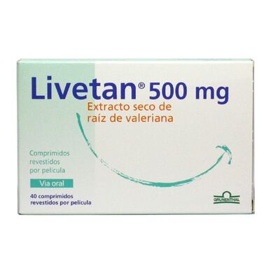 Livetan  Livetan 500 mg Calmante Raiz de Valeriana      40 comprimidos 40 comprimidos