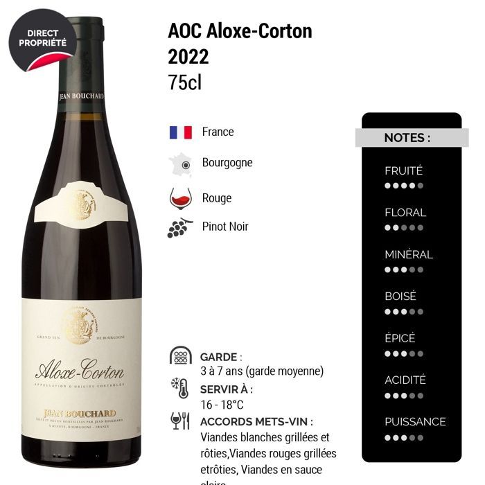 Jean Bouchard Aloxe-Corton 2022 - Bourgogne rode wijn (6x75cl)