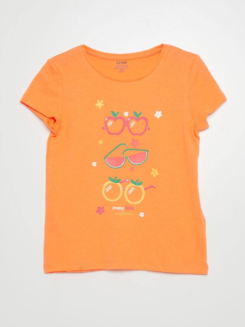 Printed Jersey T-Shirt - ORANGE