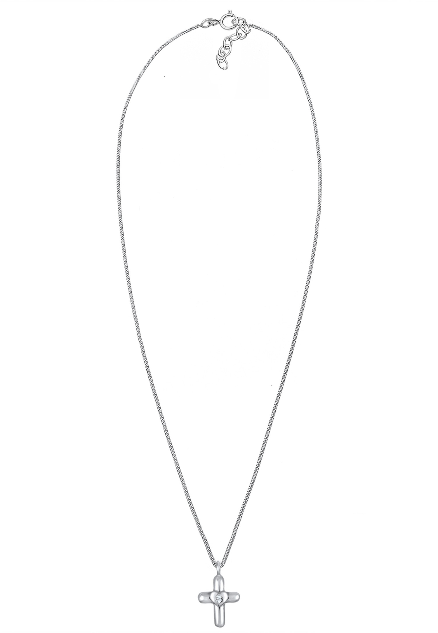 Elli Enfants Croix Cœur mignon avec cristaux en argent sterling 925