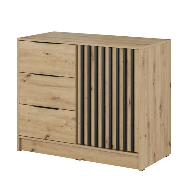 Komoda Nelly lamele 2D z szufladami  dąb artisan